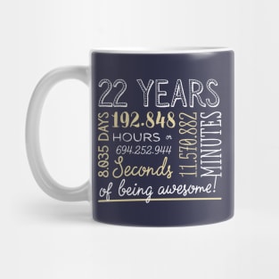 22nd Birthday Gifts - 22 Years of being Awesome in Hours & Seconds Mug